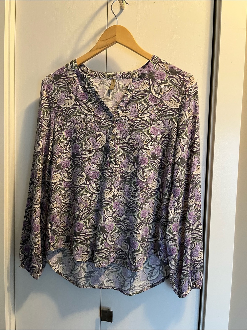 Soyaconcept Floral Print Purple Long-Sleeve Women's Top